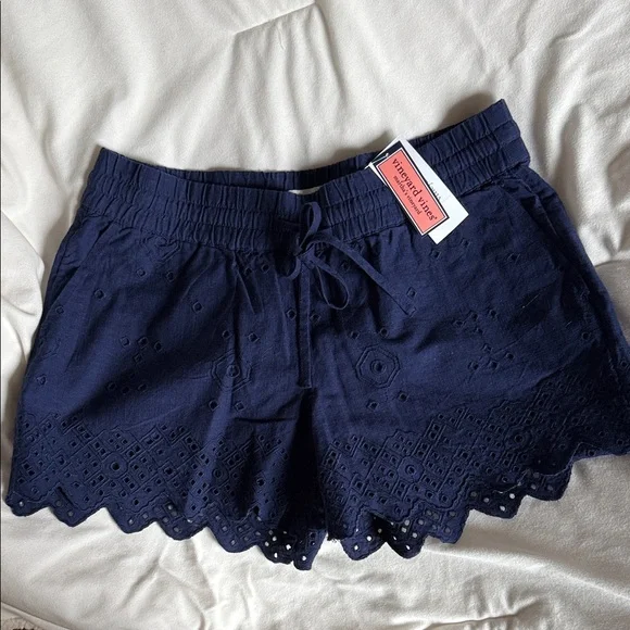 Universal Thread Dark Blue High Waist Eyelet Shorts - Picture 1 of 1